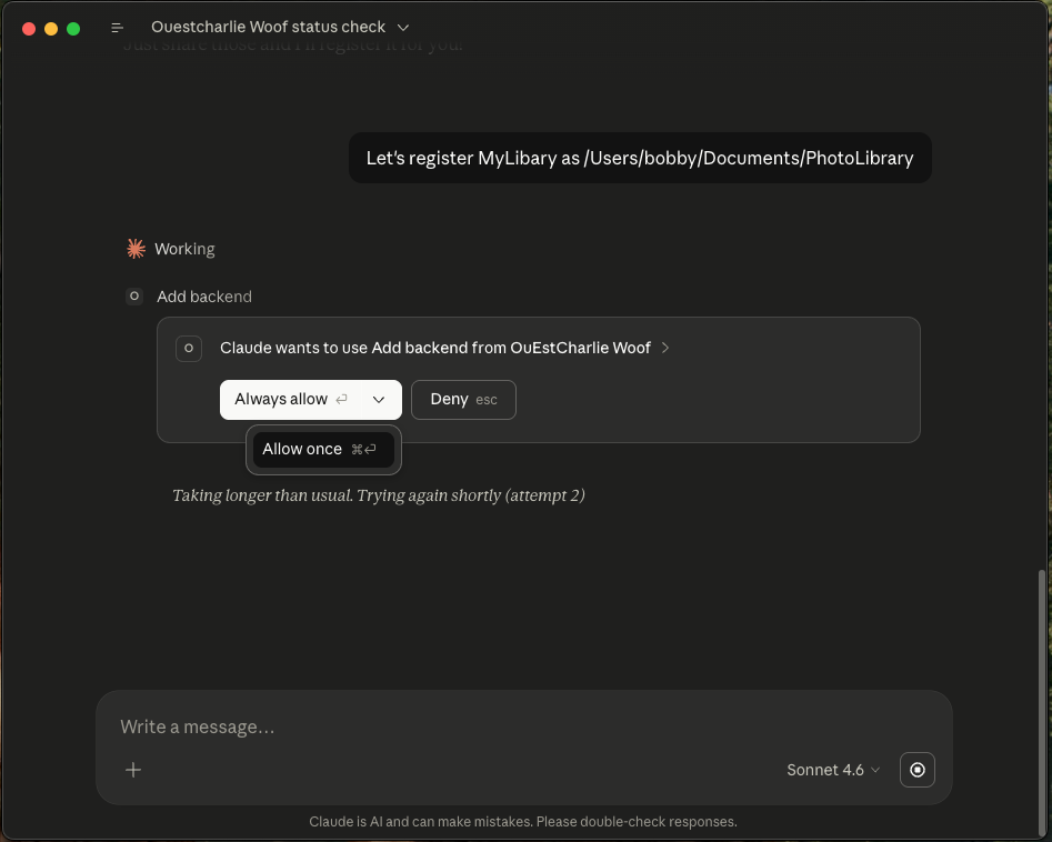 Allow creation of a Woof backend in Claude Desktop